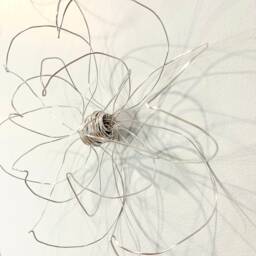 Home Decor. Wall Hanging. One Flower. Silver. Wire Art. Interior Design. Unique Natural 100% Handmade. 3D - thumbnail 3