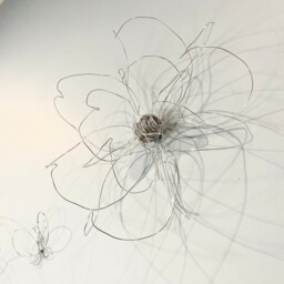 Home Decor. Wall Hanging. One Flower. Silver. Wire Art. Interior Design. Unique Natural 100% Handmade. 3D - thumbnail 2