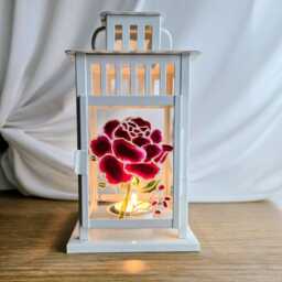 Hand Painted Lantern Peony Stained Glass Tealight Holder - thumbnail 2