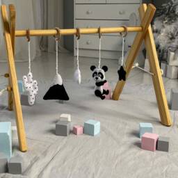 Monochrome Baby Gym, Montessori Activity Toy, Black White Contrast Hanging Nursery, Baby Play Gym Toys, Center - thumbnail 3