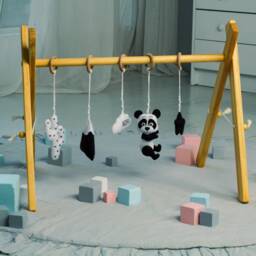 Monochrome Baby Gym, Montessori Activity Toy, Black White Contrast Hanging Nursery, Baby Play Gym Toys, Center - thumbnail 2