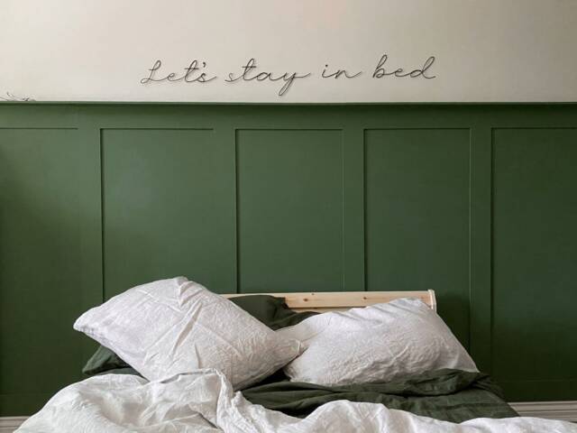 Let's Stay in Bed Sign - Wire Words Bedroom Decor Wall Art Positivity Quotes - image 1