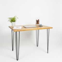 Industrial Reclaimed Wooden Desk With Hairpin Legs - Various Leg Colour Options Solid Wood Wax Finish - thumbnail 2