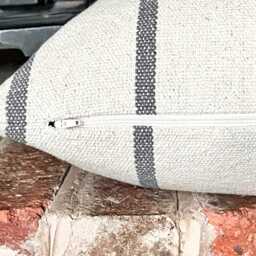 1561. Handmade - Grey Stripe Heavy French Linen Look Cushion Cover, Various Sizes - thumbnail 2
