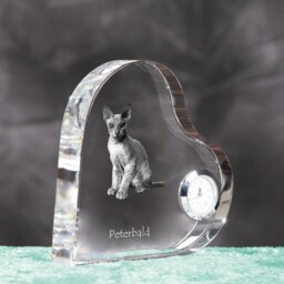 Peterbald - Crystal Clock in The Shape Of A Heart With Image Pure-Bred Cat - thumbnail 3