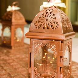 Set Of 2 Galactic Metallic Silver Candle Lantern For Leds Fairy Lights Tea Light Holders - Wedding Lanterns - thumbnail 2