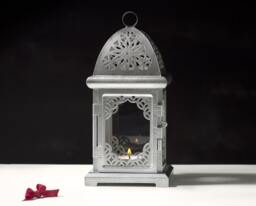 Set Of 2 Galactic Metallic Silver Candle Lantern For Leds Fairy Lights Tea Light Holders Wedding Decor