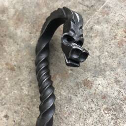 Dragon Head Fire Poker, Tool, Forged Dragons Head, Blacksmith Made Fireplace Tool