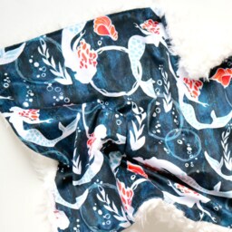 Dream Lovie. Security Blanket. Personalized Lovey. Faux Fur Navy Mermaids. Mini Baby Minky Shower Gift - thumbnail 4