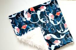 Dream Lovie. Security Blanket. Personalized Lovey. Faux Fur Navy Mermaids. Mini Baby Minky Shower Gift