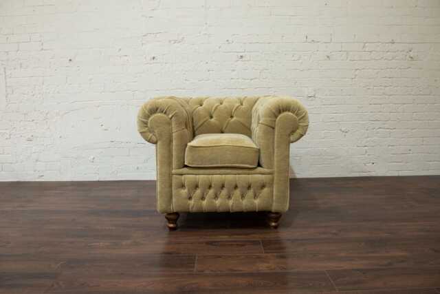 Unique Mink Papyrus Mohair Fabric Chesterfield 1 Seater Armchair - image 1