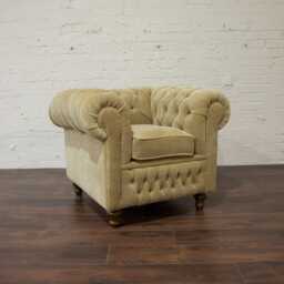 Unique Mink Papyrus Mohair Fabric Chesterfield 1 Seater Armchair - thumbnail 2
