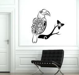 Wall Decal Parrot Bird Africa Ornament Tribal Mural Vinyl Sticker 1882Dz - thumbnail 1