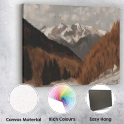 Snow Capped Mountain Autumn Valley Landscape Canvas Wall Art Print Decor Picture Ready To Hang - thumbnail 2