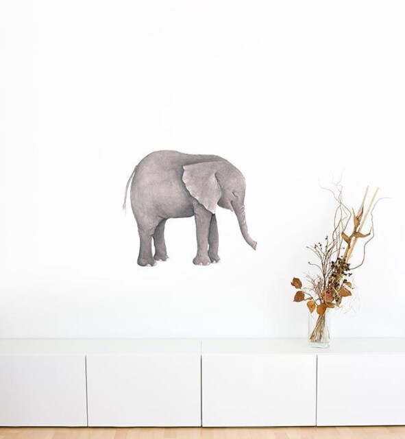 Elephant On It's Own Wall Sticker Decal - Nursery Stickers, Animal Decals, Home Decor, Baby Room, Art, Girl, Boy