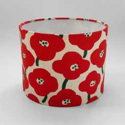 Handmade Stylish Poppy Flower Lampshade in Red Or Green. Modern Scandinavian Style. Japanese Canvas Cotton. Living Room/Kids - thumbnail 2