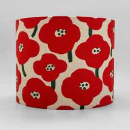 Handmade Stylish Poppy Flower Lampshade in Red Or Green. Modern Scandinavian Style. Japanese Canvas Cotton. Living Room/Kids - thumbnail 1