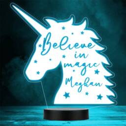 Unicorn Silhouette Believe in Magic Stars Led Personalised Gift Night Light - thumbnail 1