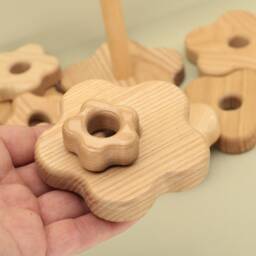 Handmade Wooden Flower Stacking Pyramid Montessori Baby Toy - thumbnail 2