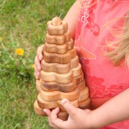 Handmade Wooden Flower Stacking Pyramid Montessori Baby Toy - thumbnail 3