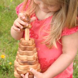 Handmade Wooden Flower Stacking Pyramid Montessori Baby Toy