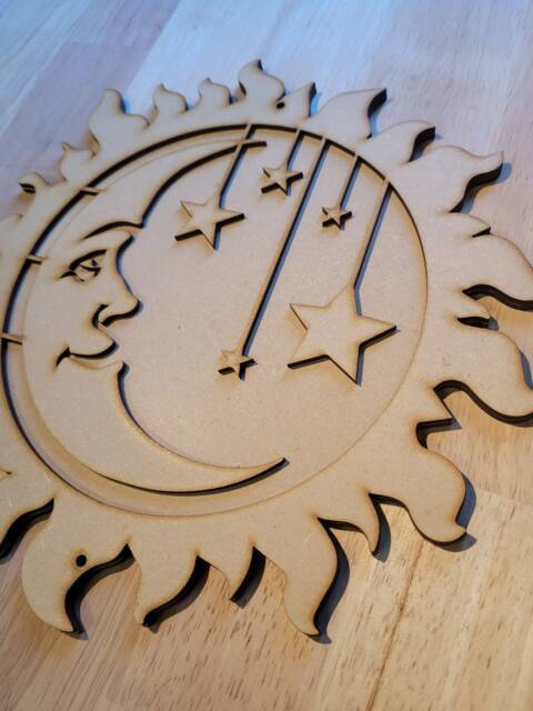 3D Wooden Celestial Wall Decor Sun, Moon & Stars - Diy Craft Project - image 1