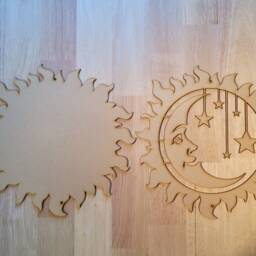 3D Wooden Celestial Wall Decor Sun, Moon & Stars - Diy Craft Project - thumbnail 3