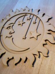 3D Wooden Celestial Wall Decor Sun, Moon & Stars - Diy Craft Project - thumbnail 1