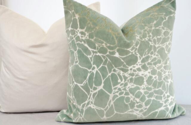 Green Pillow Cover, Green Velvet Cover, Mint Cover, Silver Cover - image 1