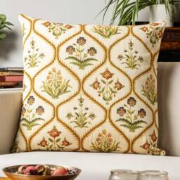 Jacobean Floral Bouquet Extra-Large Cushion. Antique Inspired Vintage Trellis Design On A Traditional Heavyweight Tapestry. 23X23