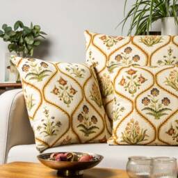 Jacobean Floral Bouquet Extra-Large Cushion. Antique Inspired Vintage Trellis Design On A Traditional Heavyweight Tapestry. 23X23 - thumbnail 3