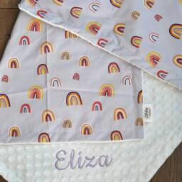 Personalized Rainbow Baby Blanket Rainbow-Personalized Minky Boy Girl-Rainbow Blanket-Rainbow Nursery-Birth Stat - thumbnail 2