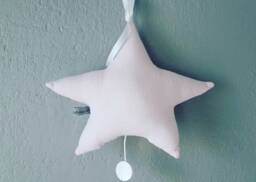 Mobile Musical Baby Form Star Light Pink Double Gauze Fabric
