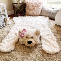 White Polar Bear Rug in Faux Fur For Mountain Nursery Decor - thumbnail 4
