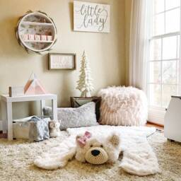 White Polar Bear Rug in Faux Fur For Mountain Nursery Decor - thumbnail 2