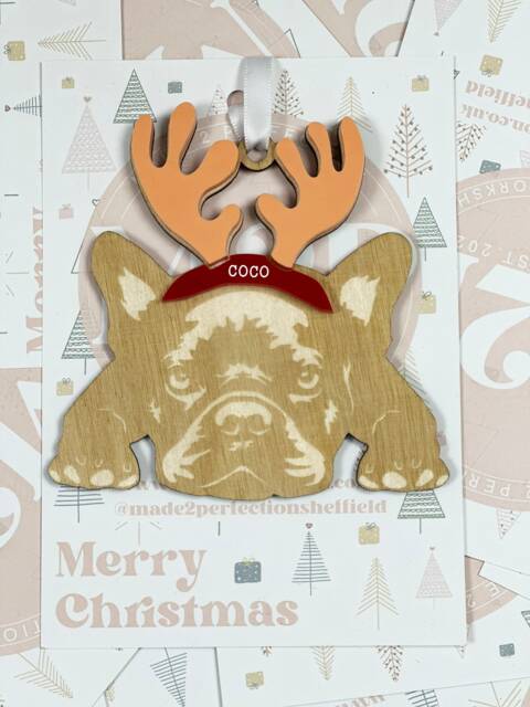 Personalised French Bulldog Christmas Ornament - Wooden Pet Bauble - image 1