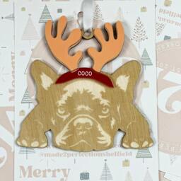 Personalised French Bulldog Christmas Ornament - Wooden Pet Bauble - thumbnail 3
