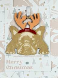 Personalised French Bulldog Christmas Ornament - Wooden Pet Bauble