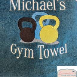 Mens Gym Personalised Towel, Embroidered Kettlebells Kettlebell Custom Name Design Name, Gifts - thumbnail 2