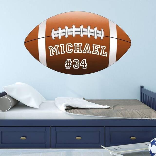 Football Name Wall Decal - Sticker Personalized Boys Room Decor Sports Art Vwaq-Bl1