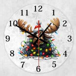Funny Moose Christmas Wall Clock - Silent Glass Clock, Battery Operated Holiday Decor Gift - thumbnail 4