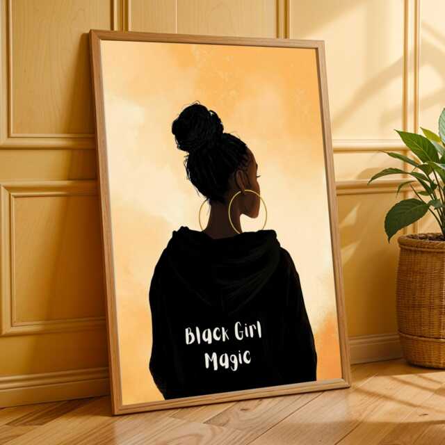 Afrocentric Woman Art Print Black Girl Empowerment, Boho Decor - Poster Only - image 1
