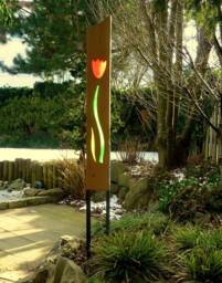 Garden Sculpture Of Wood & Glass
