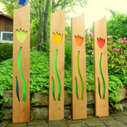 Garden Sculpture Of Wood & Glass - thumbnail 2