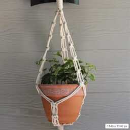 Macrame Chain Plant Hanger With Wooden Ring, Handmade Using Recycled Cotton Cords, Unique Boho Gift For Moms, Sustainable Home D??cor