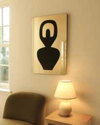 x - Large Golden Oracle Mirror Wavy Acrylic Mirror Wiggly Heart Amorphic Retro Object, Wall Art - thumbnail 1
