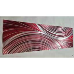 Collide. Modern Abstract Metal Wall Art, Red, Black & Silver, Indoor/Outdoor Decor - thumbnail 2