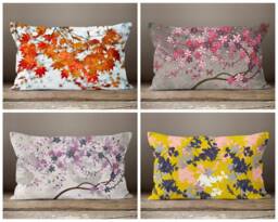 Flower Cushion Cover/Rectangle Home Decoration Cover/Lumbar Spring Trend Pillow Cover/Garden, Living Room Sofa Accessory