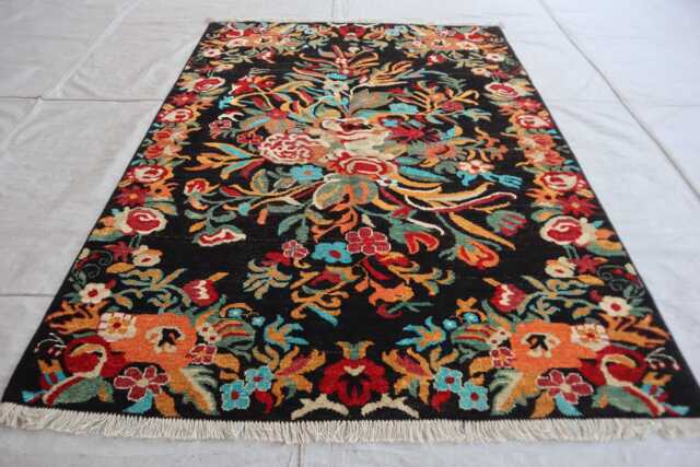 4x6 Afghan Super Kazak Black Trees Of Rug, Brand New Luxury Rug, Medallion Geometric Rug For Living Room - image 1