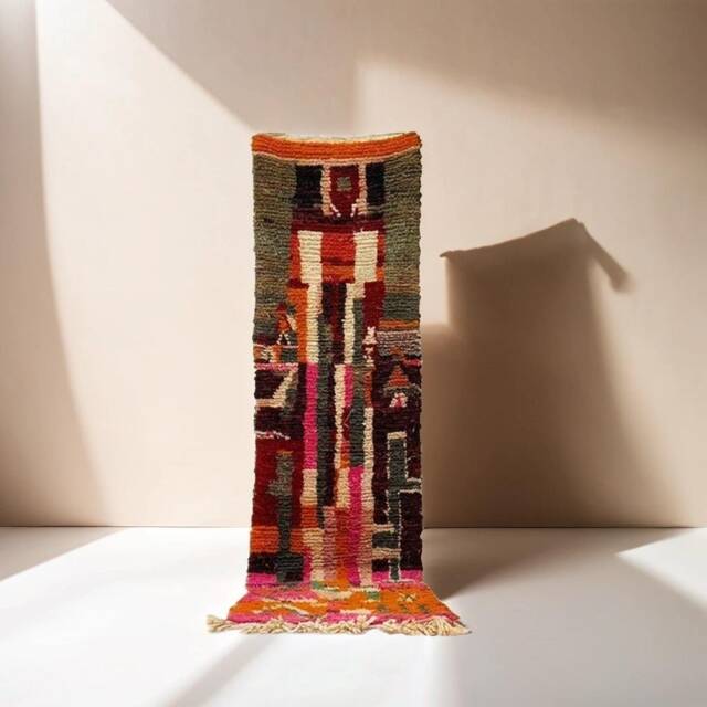 Handmade Moroccan Wool Runner Rug Abstract Berber Hallway Rug - image 1
